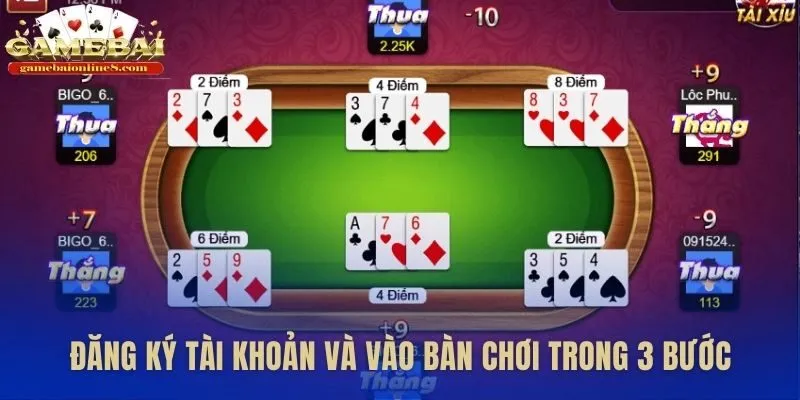Tham gia bàn chơi đánh bài tiến lên qua 3 bước gọn
